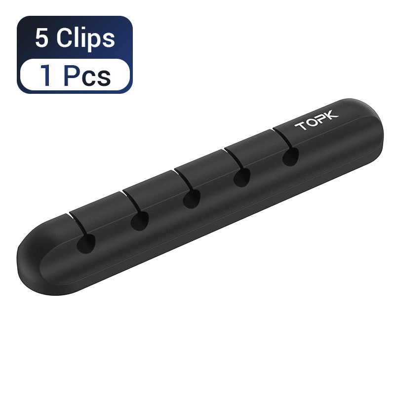 TOPK L16 منظم الكابلات سيليكون كابل USB اللفاف سطح المكتب مرتبة إدارة مقاطع حامل الكابل لمنظم سلك سماعة الرأس الماوس
