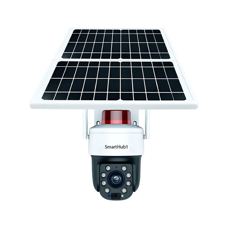 كاميرا مراقبة بالطاقة الشمسية 4G - دقة 5MP مع عدسة زوم 30x وخاصية تتبع الحركة مع لوح شمسي مزدوج