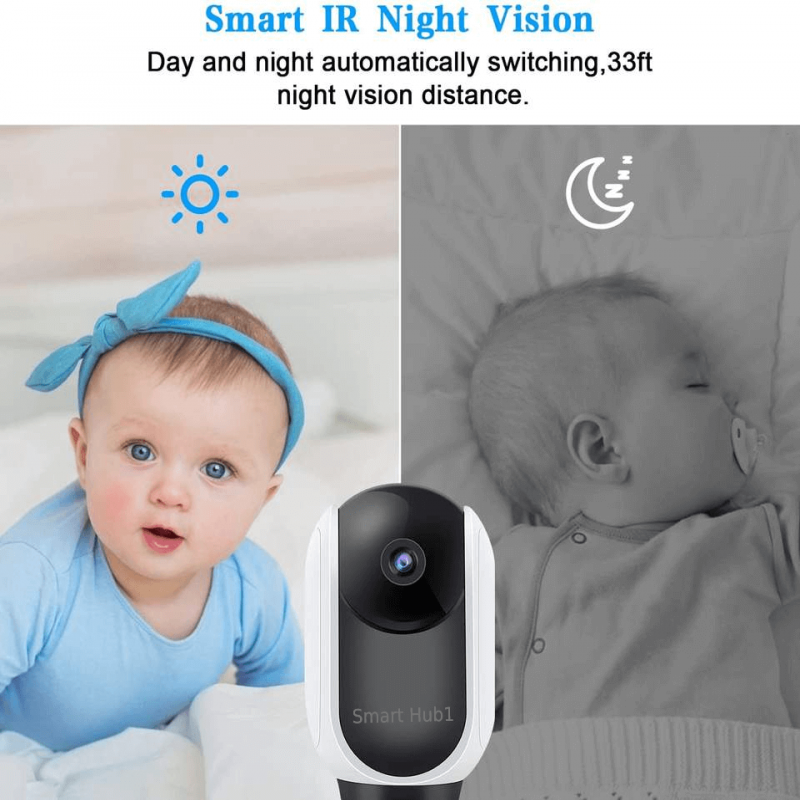كاميرا مراقبة أطفال لاسلكية بدقة تصوير عالية الجودة -متحركة 360 درجة مع خاصية تتبع الحركة