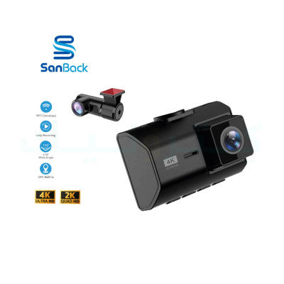 داش كام سانباك كاميرا سيارة واي فاي M500 للرؤية الأمامية 4K والخلفية 2K بدقة عالية