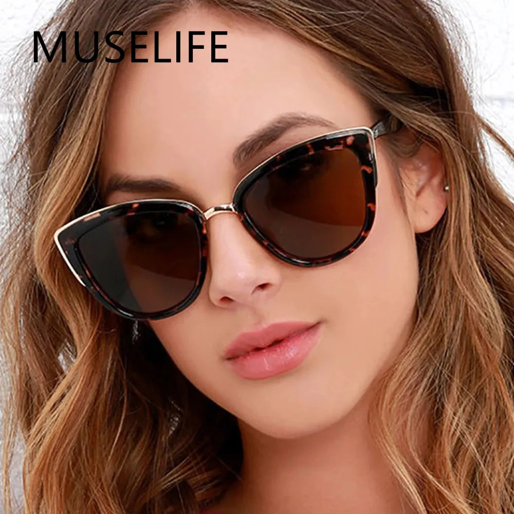 MUSELIFE Cateye النظارات الشمسية النساء خمر التدرج نظارات ريترو القط العين نظارات شمسية نظارات الإناث UV400
