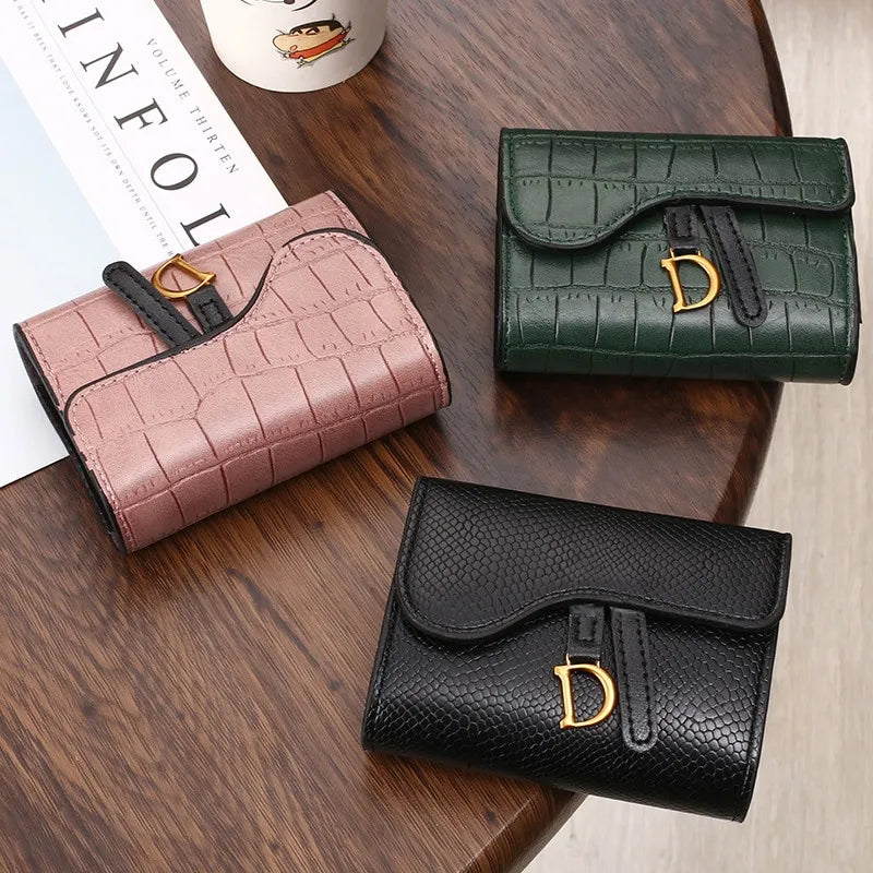 Women Luxury Card Holder Short Wallet Mini PU Letter Wallet Multi Card Card Holder Small Multi Functional Clutch Bag