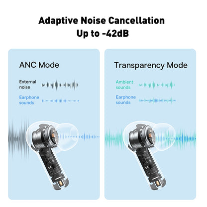 بي مارت Baseus Bowie M2 سماعات أذن لاسلكية حقيقية 42dB إلغاء الضوضاء النشطة Bluetooth5.2 سماعات شحن لاسلكية 4-Mics ENC ياربود