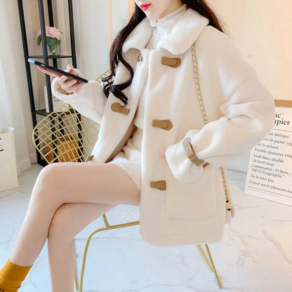 Woman's Jackets Coat autumn/winter Single Breasted Loose Solid Color Long Sleeve Wool Ladies Tops Dropshipping QYL72958