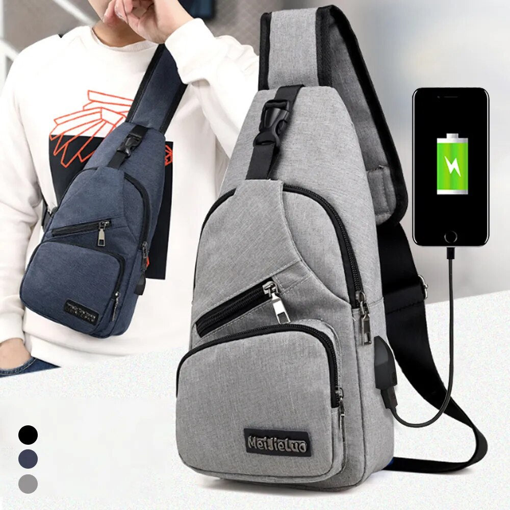 USB شحن حقيبة رافعة للرجال حقيبة صدر للرجال عادية الكتف حقيبة كروسبودي الذكور مكافحة سرقة حقائب متعددة الوظائف رجل الرياضة السفر حزمة