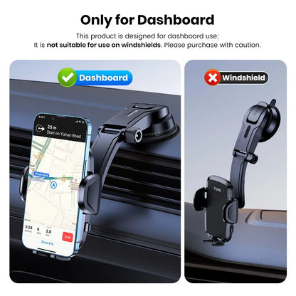 TOPK حامل هاتف السيارة جبل 2 في 1 حامل هاتف حامل حر اليدين للوحة القيادة وفتحة الهواء متوافق مع iPhone Samsung Android