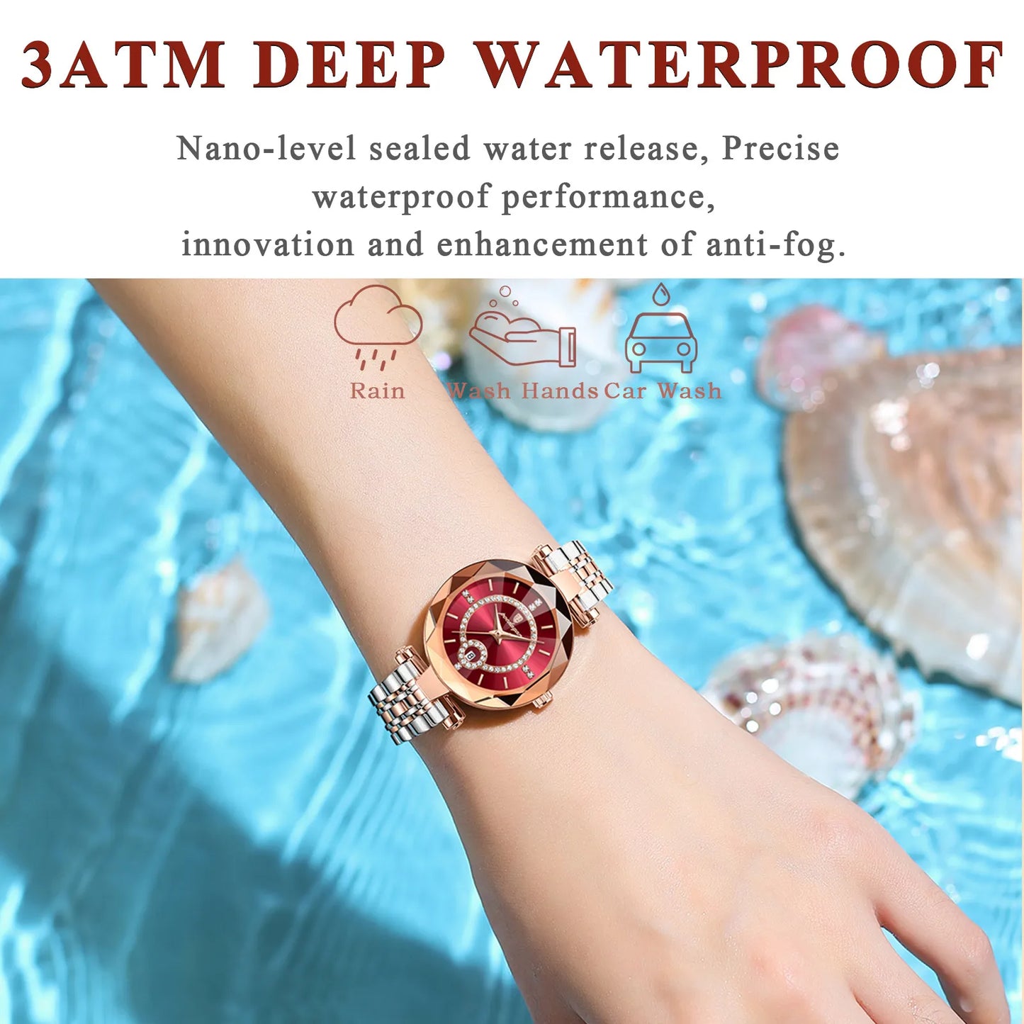 POEDAGAR Luxury Watch For Woman High Quality Diamond Ladies Quartz Watch Waterproof Date Stainless Steel Women Watches reloj+box