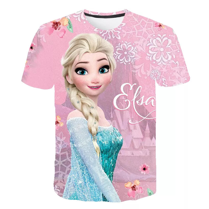 New Summer Frozen 2 T shirt Anna Elsa Meisje 3D Digital Printing Kleding Tops Frozen Snow Queen Anna Elsa Cartoon Print Shirts