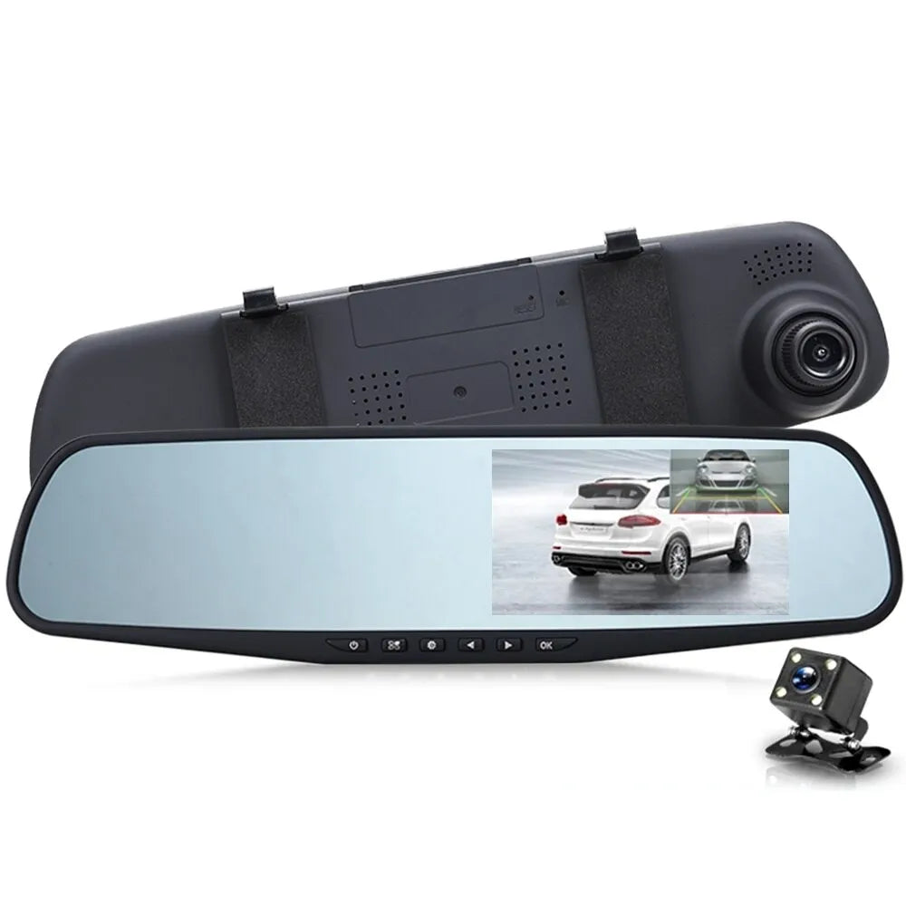 مرآة الرؤية الخلفية مسجل مزدوج داش كام مركبة مسجل فيديو FHD 1080P مرآة جهاز تسجيل فيديو رقمي للسيارات مرآة الرؤية الخلفية