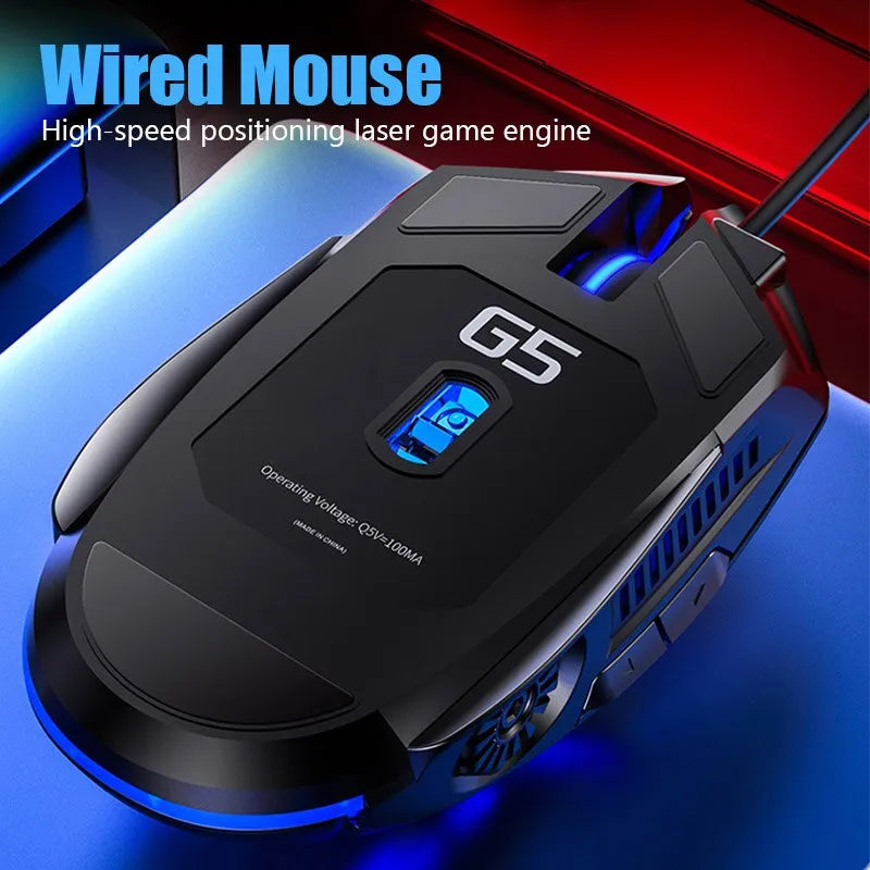 Silver Eagle G5 Mute Wired Mouse Six Keys Luminous Game E-Sports Machinery Computer Accessories Cross-Border Delivery