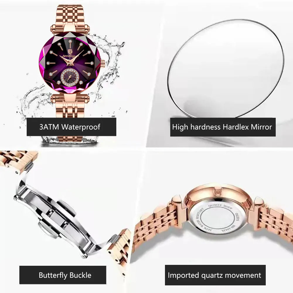 POEDAGAR Luxury Women Watch Top Brand Fashion Waterproof Stainless Steel Diamond Ladies Quartz Wristwatch Montre Femme Beautiful