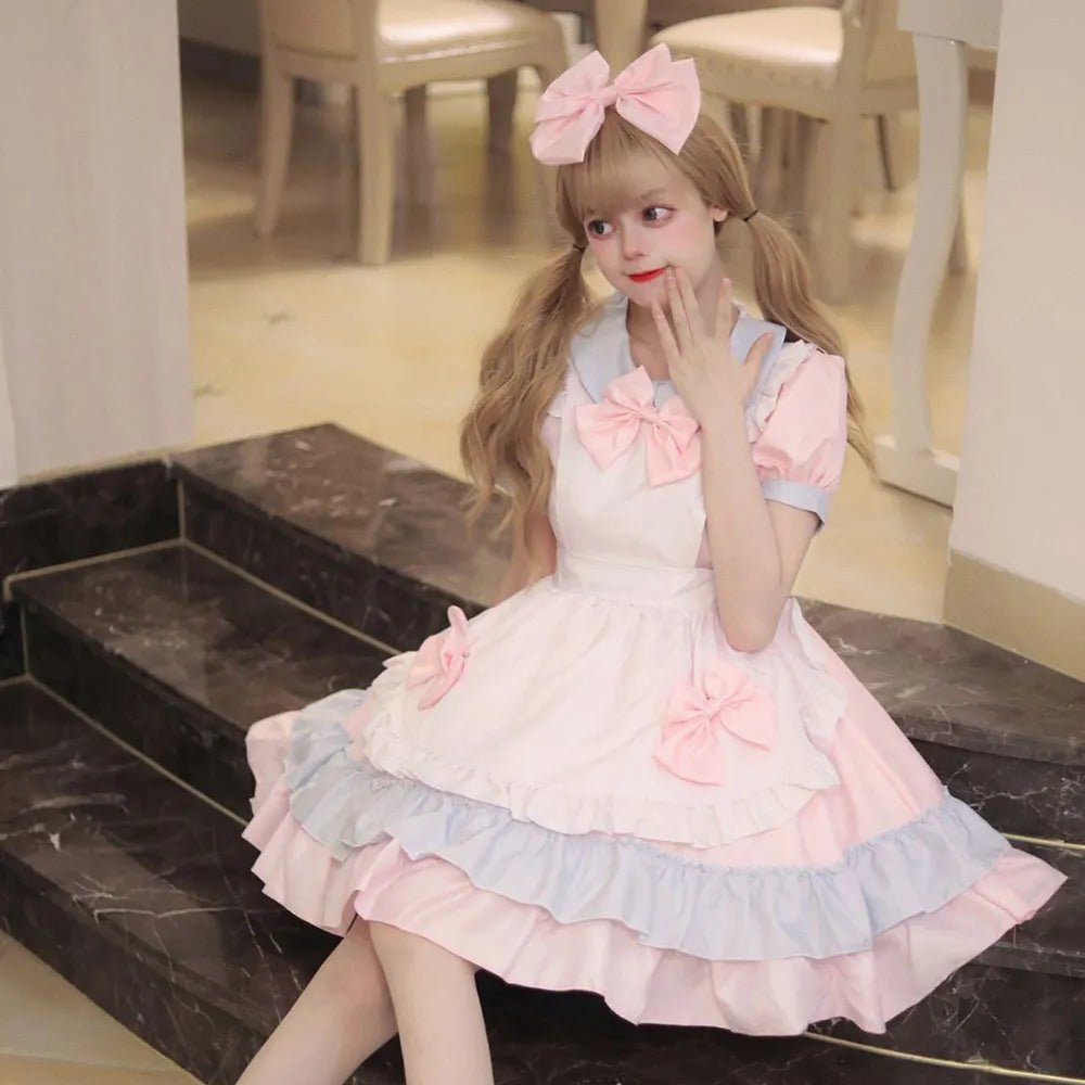 Anime Cute Bow Lolita Maid Dres Cosplay Costume Pink Girl Maid Dress Trending Girls Maid Party Costumes S -5XL - منصة بي مارت للتسوق الإلكترونيAnime Cute Bow Lolita Maid Dres Cosplay Costume Pink Girl Maid Dress Trending Girls Maid Party Costumes S -5XL