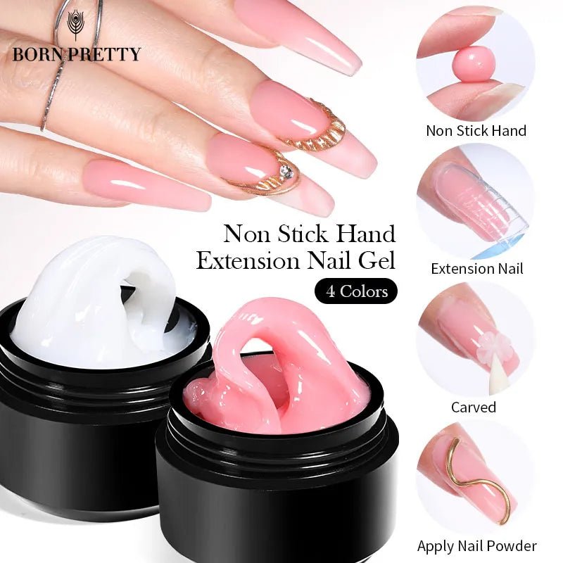 BORN PRETTY 15ML Non Stick Hand Solid Extension Nail Gel Clear Nude Pink Extension Gel Rhinestone Glue Gel Easy to Operate - منصة بي مارت للتسوق الإلكترونيBORN PRETTY 15ML Non Stick Hand Solid Extension Nail Gel Clear Nude Pink Extension Gel Rhinestone Glue Gel Easy to Operate