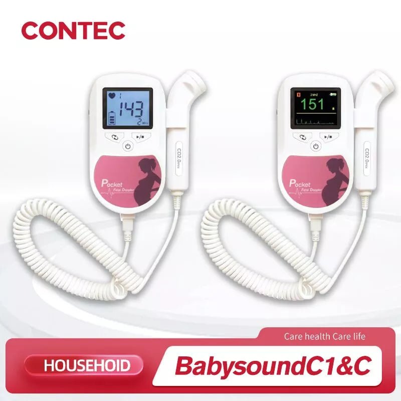 CONTEC Fetal Doppler Heart Beat Monitor Backlight LCD Pink Colour with 2Mhz 3mhz 8Mhz Probe Baby Heart Beat Monitor Probe - منصة بي مارت للتسوق الإلكترونيCONTEC Fetal Doppler Heart Beat Monitor Backlight LCD Pink Colour with 2Mhz 3mhz 8Mhz Probe Baby Heart Beat Monitor Probe