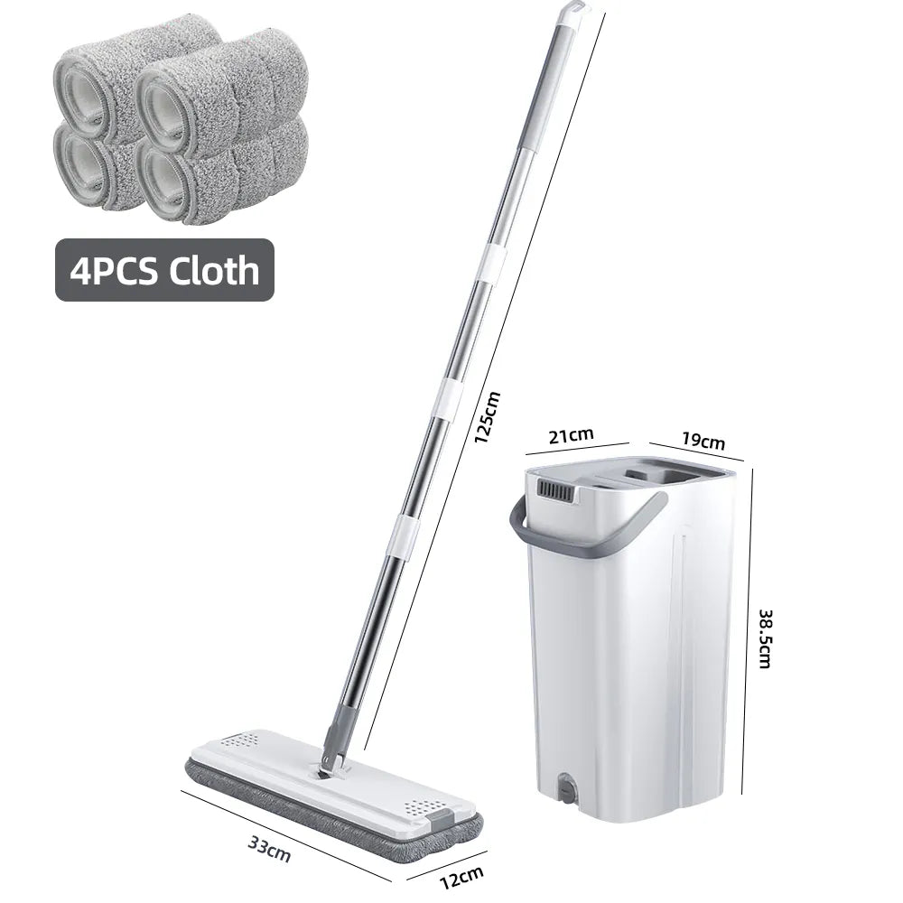 Floor Magic Flat Squeeze Mop with Bucket Hand Free Lazy Cleaning Mop Microfiber 360 Rotating Self-Wringing Mop House Cleaning - منصة بي مارت للتسوق الإلكترونيFloor Magic Flat Squeeze Mop with Bucket Hand Free Lazy Cleaning Mop Microfiber 360 Rotating Self-Wringing Mop House Cleaning