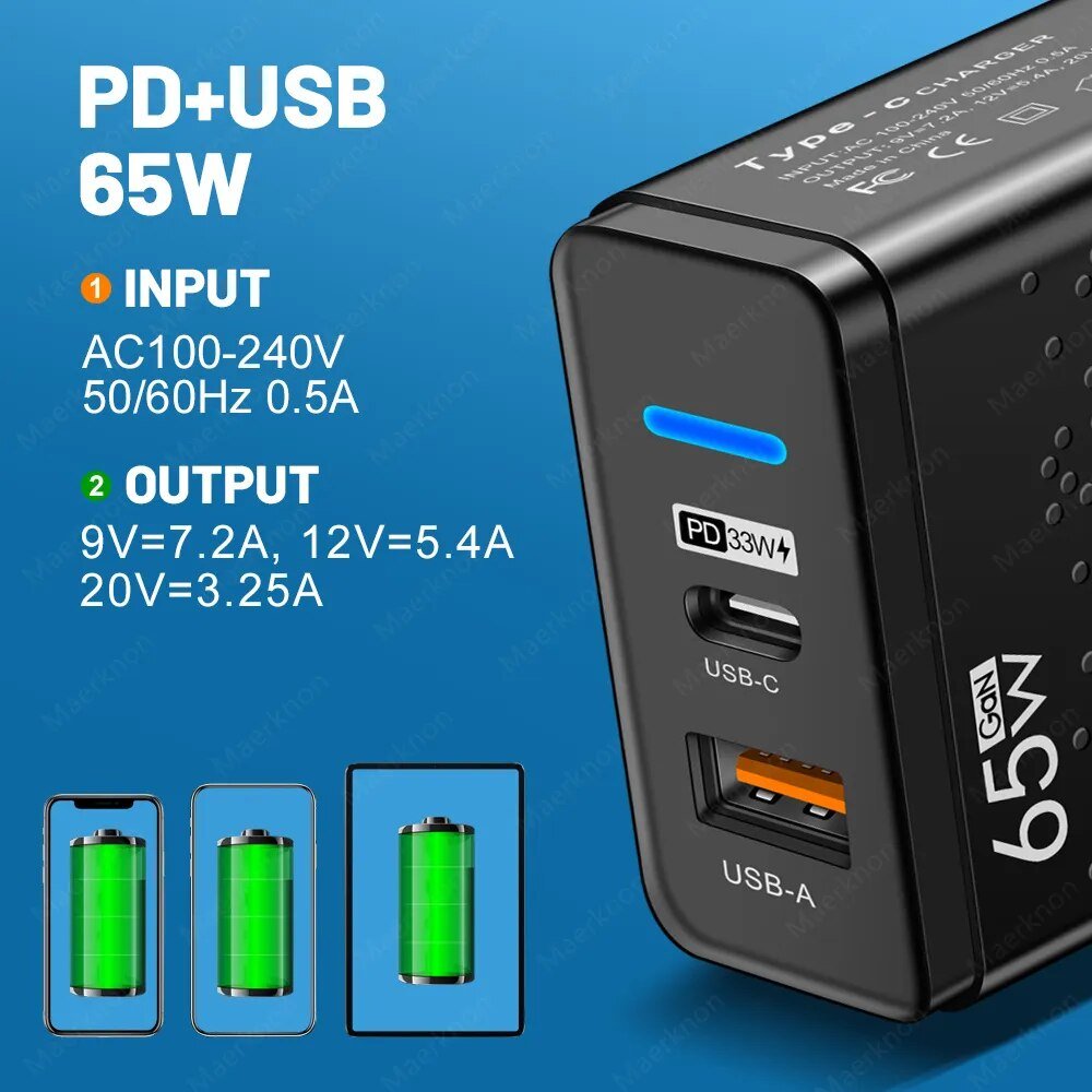 GaN 65 واط USB C شاحن PD نوع C شحن سريع الجدار محول آيفون 14 13 شاومي سامسونج ماك بوك سريع Charge3.0 شاحن الهاتف بي مارت - منصة بي مارت للتسوق الإلكترونيGaN 65 واط USB C شاحن PD نوع C شحن سريع الجدار محول آيفون 14 13 شاومي سامسونج ماك بوك سريع Charge3.0 شاحن الهاتف بي مارت