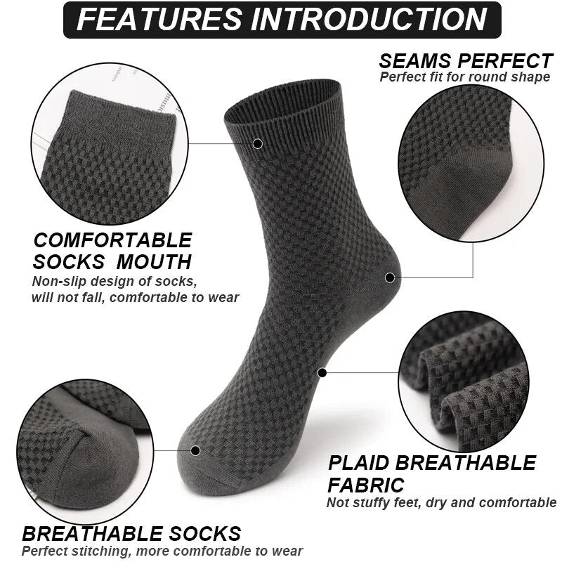 High Quality 10 Pairs/lot Men Bamboo Fiber Socks Breathable Compression Long Socks Business Casual Male Large size 38-45 - منصة بي مارت للتسوق الإلكترونيHigh Quality 10 Pairs/lot Men Bamboo Fiber Socks Breathable Compression Long Socks Business Casual Male Large size 38-45